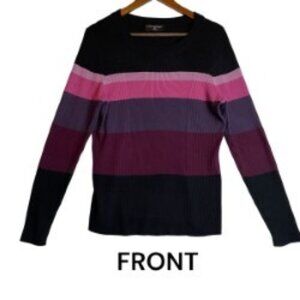 LANE BRYANT RIBBED COLORBLOCK PULLOVER SWEATER BLACK PINKS PLUM +BURGUNDY 18/20